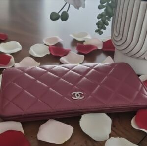 2014 Chanel Lambskin Red Quilted Wallet